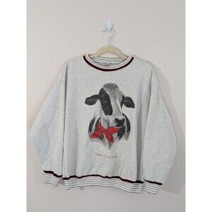 Vintage 1995 Causal Wear Gray Cow Red Tie Neck New Orleans Sweatshirt Country M